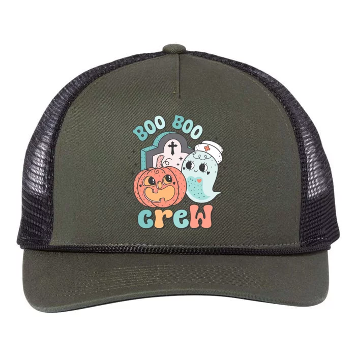 Cute Spooky Nurse Icu Boo Crew Retro Groovy Halloween Meaningful Gift Retro Rope Trucker Hat Cap