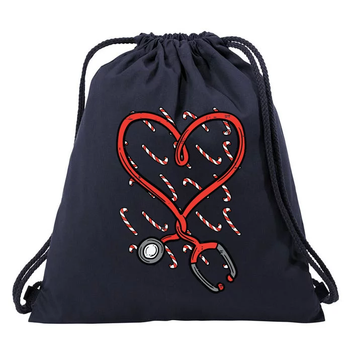 Christmas Stethoscope Nurse Xmas Nursing Scrub Top Women Drawstring Bag