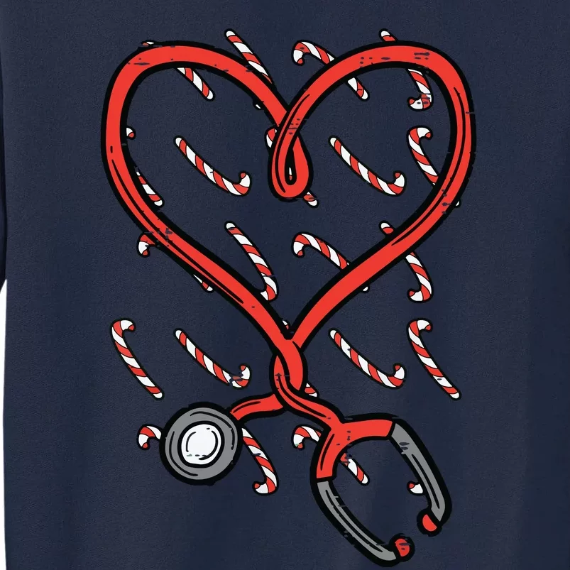 Christmas Stethoscope Nurse Xmas Nursing Scrub Top Women Tall Sweatshirt