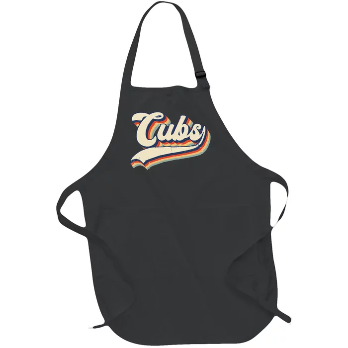 Cubs Sports Name Vintage Retro Gift Full-Length Apron With Pocket