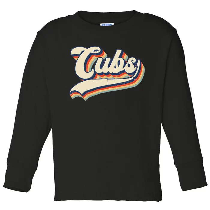 Cubs Sports Name Vintage Retro Gift Toddler Long Sleeve Shirt