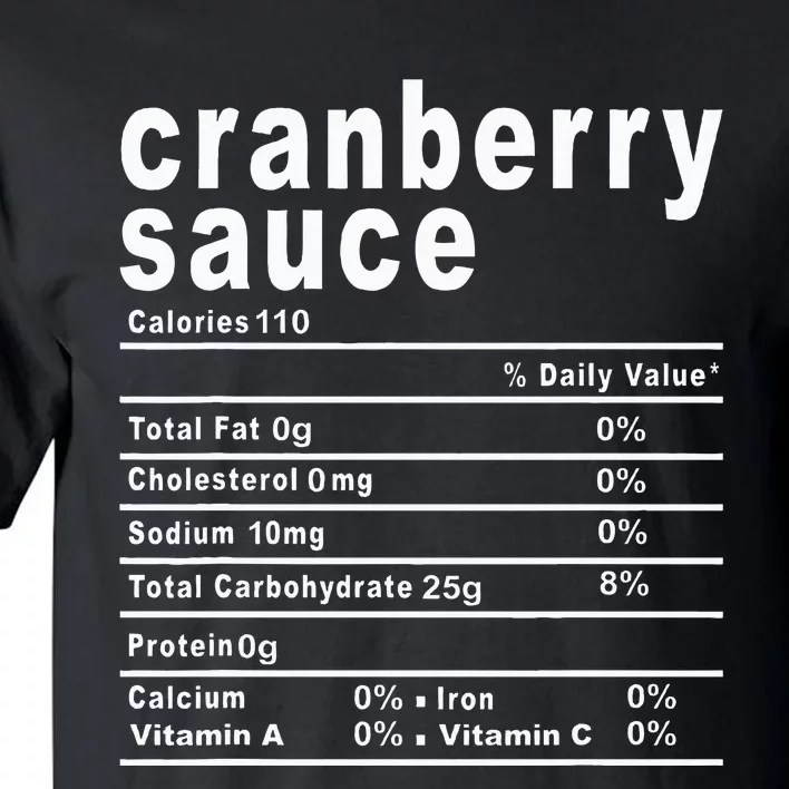 Cranberry Sauce Nutrition Facts Thanksgiving Tall T-Shirt