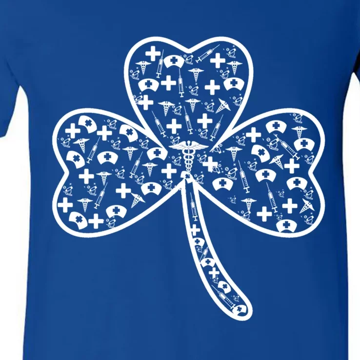 Clover Shamrock Nurse St Patrick's Day Gift For Nurse Gift V-Neck T-Shirt