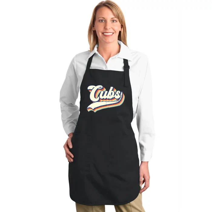 Cubs Sports Name Vintage Retro Boy Girl Full-Length Apron With Pocket