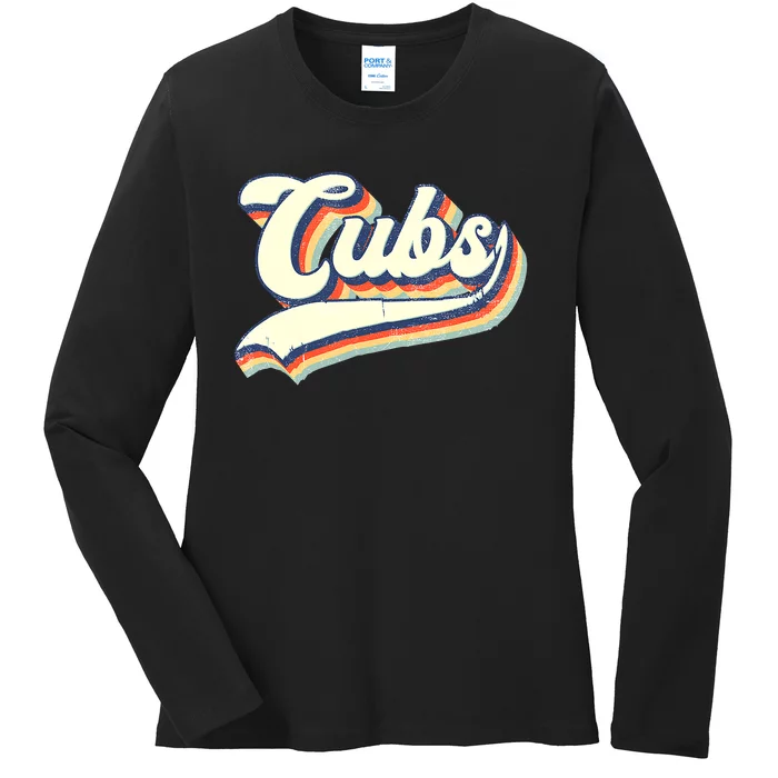 Cubs Sports Name Vintage Retro Boy Girl Ladies Long Sleeve Shirt