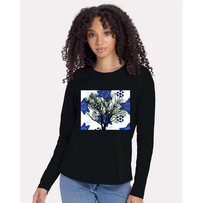 Cool Star Nighttime Tree Design Gift Womens Cotton Relaxed Long Sleeve T-Shirt