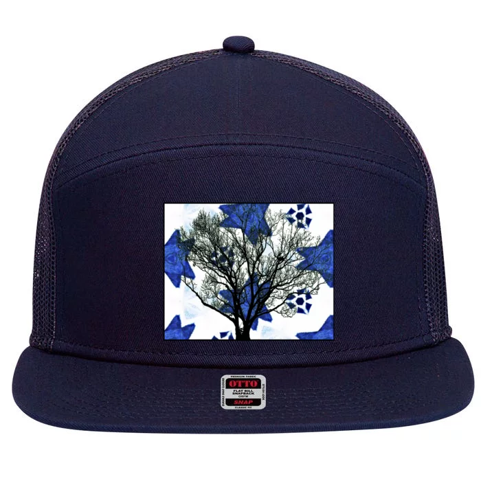 Cool Star Nighttime Tree Design Gift 7 Panel Mesh Trucker Snapback Hat