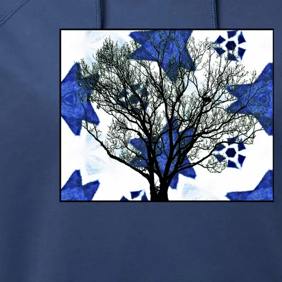 Cool Star Nighttime Tree Design Gift Performance Fleece Hoodie