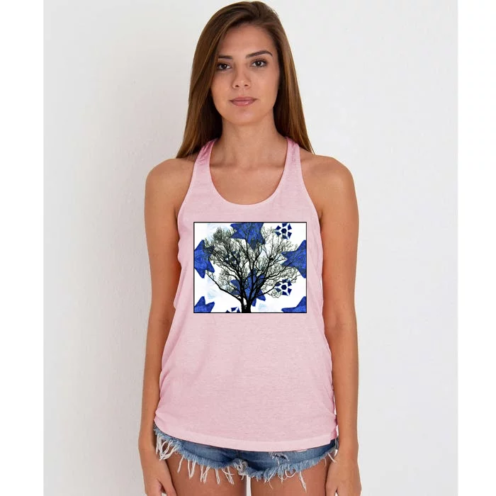 Cool Star Nighttime Tree Design Gift Women's Knotted Racerback Tank