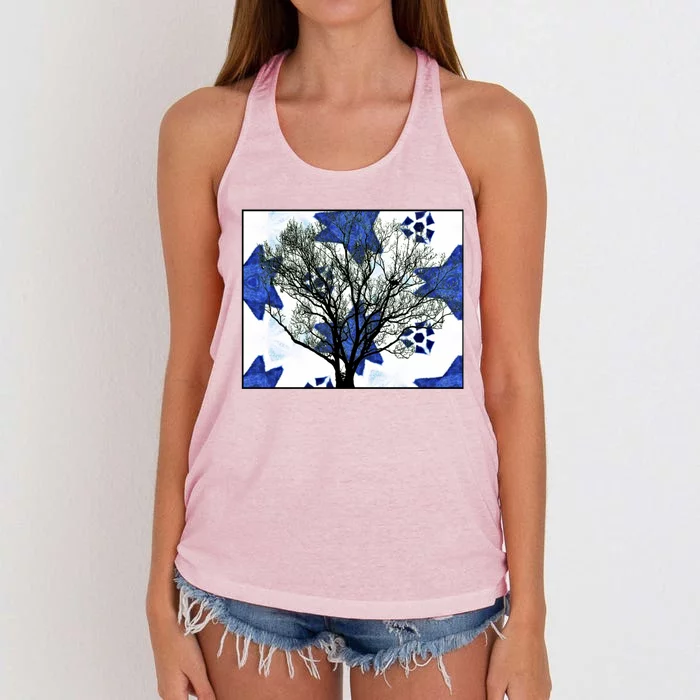 Cool Star Nighttime Tree Design Gift Women's Knotted Racerback Tank