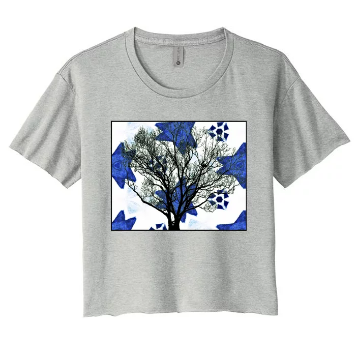 Cool Star Nighttime Tree Design Gift Women's Crop Top Tee