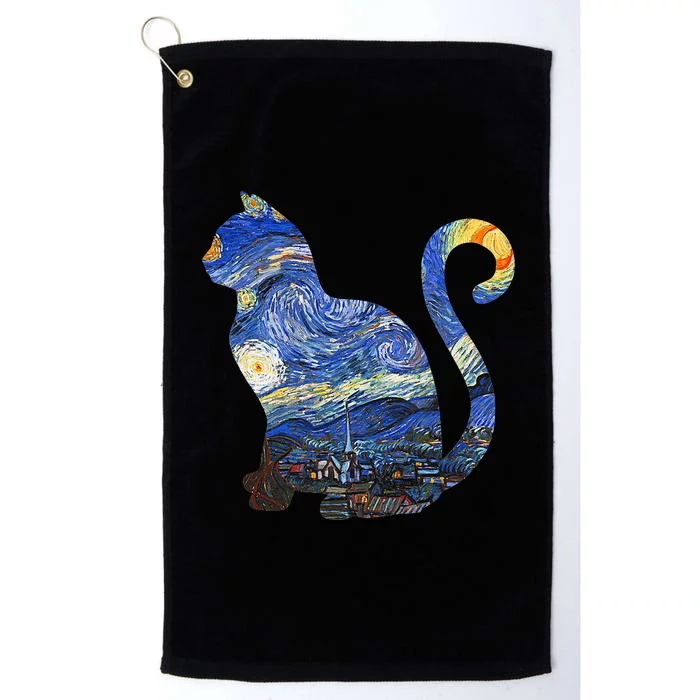 Cat Starry Night Cat Tee Van Gogh Cat Platinum Collection Golf Towel