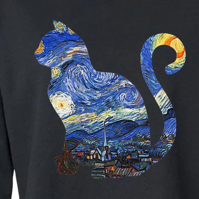 Cat Starry Night Cat Tee Van Gogh Cat Cropped Pullover Crew