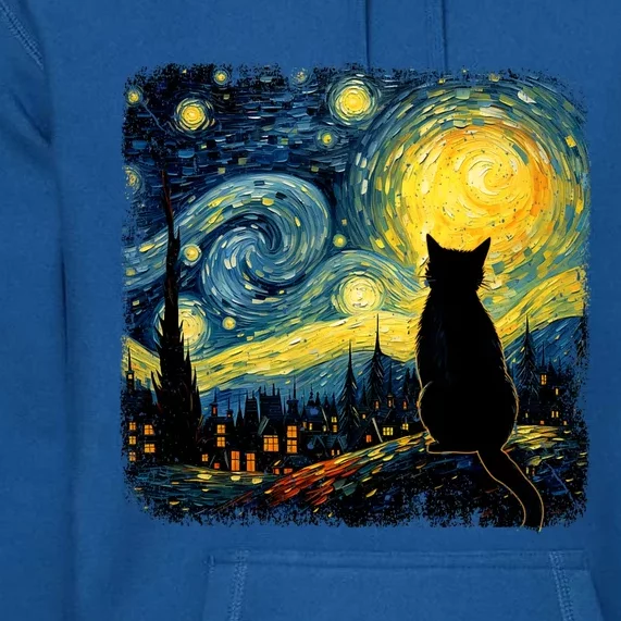 Cat Starry Night Van Gogh Cat For Cat Lover Cat Mom Cat Dad Premium Hoodie