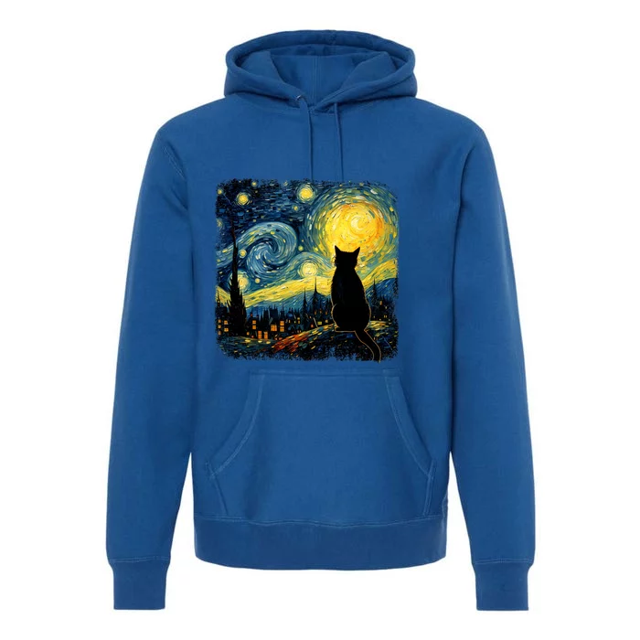 Cat Starry Night Van Gogh Cat For Cat Lover Cat Mom Cat Dad Premium Hoodie