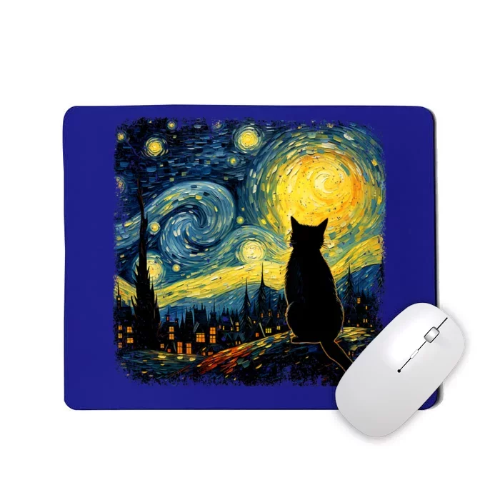 Cat Starry Night Van Gogh Cat For Cat Lover Cat Mom Cat Dad Mousepad