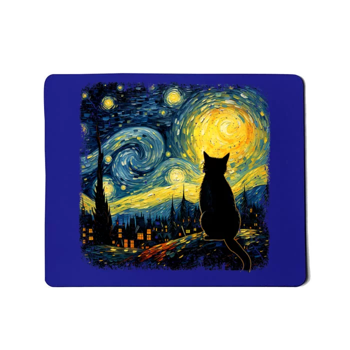 Cat Starry Night Van Gogh Cat For Cat Lover Cat Mom Cat Dad Mousepad