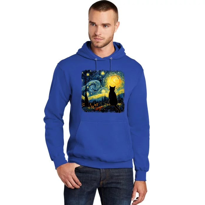 Cat Starry Night Van Gogh Cat For Cat Lover Cat Mom Cat Dad Tall Hoodie