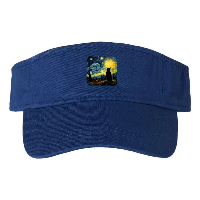 Cat Starry Night Van Gogh Cat For Cat Lover Cat Mom Cat Dad Valucap Bio-Washed Visor