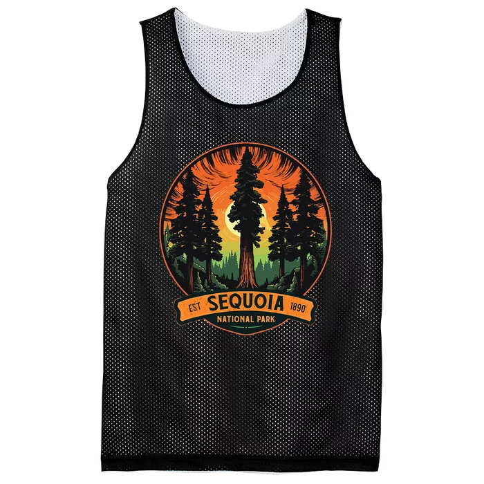 Cute Sequoia National Park Giant Tree Graphic Mesh Reversible Basketball Jersey Tank