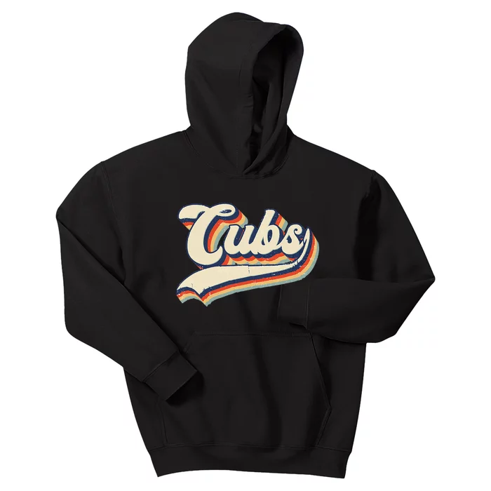 Cubs Sports Name Vintage Retro Kids Hoodie