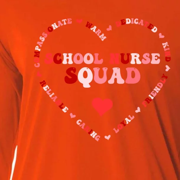 Cute School Nurse Squad Valentines Day Heart Great Gift Cooling Performance Long Sleeve Crew