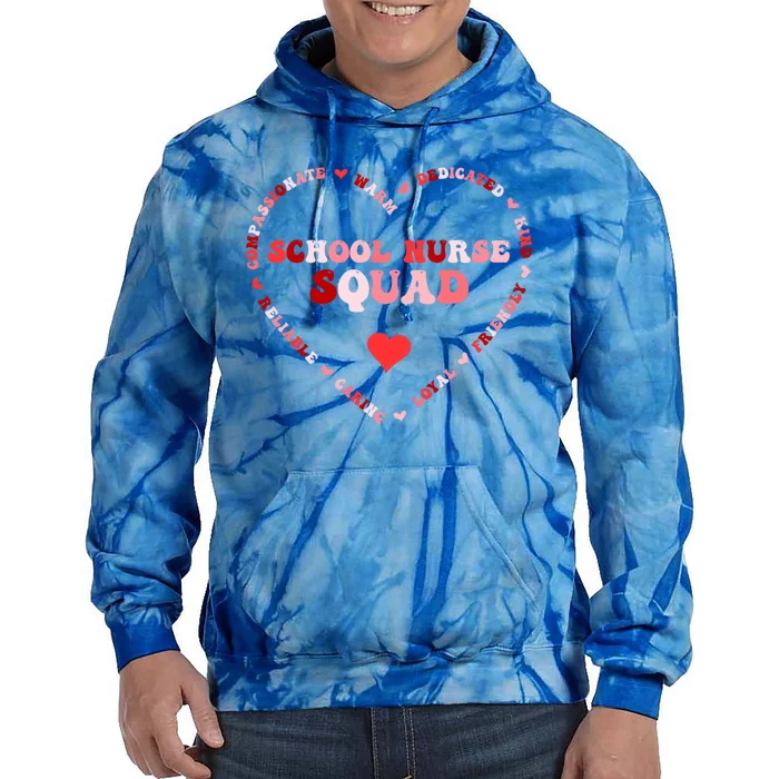 Cute School Nurse Squad Valentines Day Heart Great Gift Tie Dye Hoodie