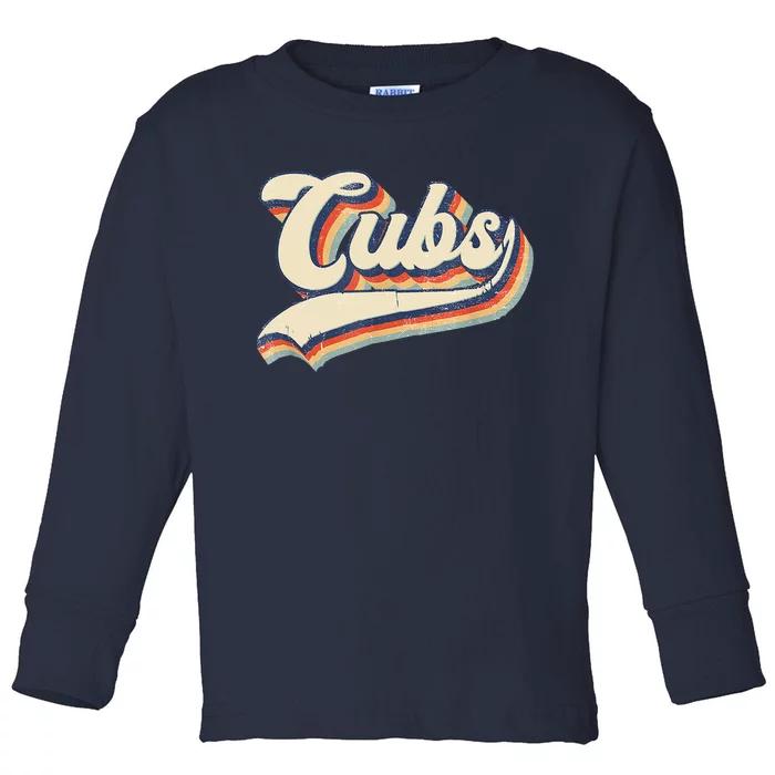 Cubs Sports Name Vintage Retro Gift Toddler Long Sleeve Shirt