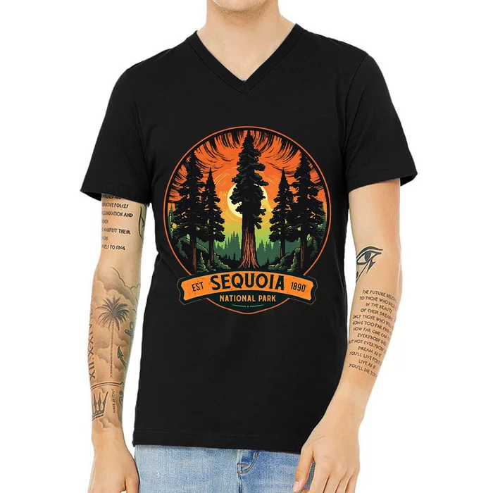 Cute Sequoia National Park Giant Tree Graphic V-Neck T-Shirt