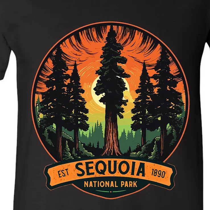 Cute Sequoia National Park Giant Tree Graphic V-Neck T-Shirt