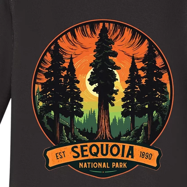 Cute Sequoia National Park Giant Tree Graphic Baby Long Sleeve Bodysuit