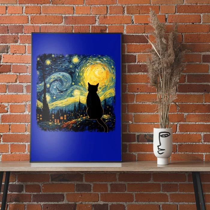 Cat Starry Night Van Gogh Cat For Cat Lover Cat Mom Cat Dad Poster