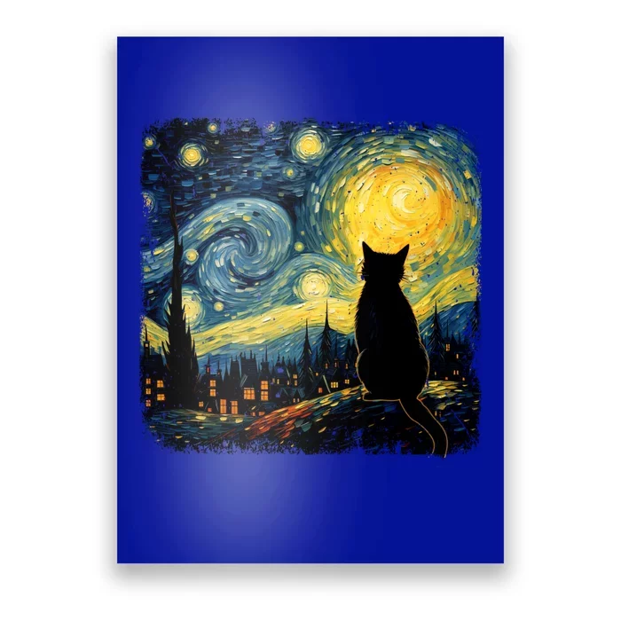 Cat Starry Night Van Gogh Cat For Cat Lover Cat Mom Cat Dad Poster