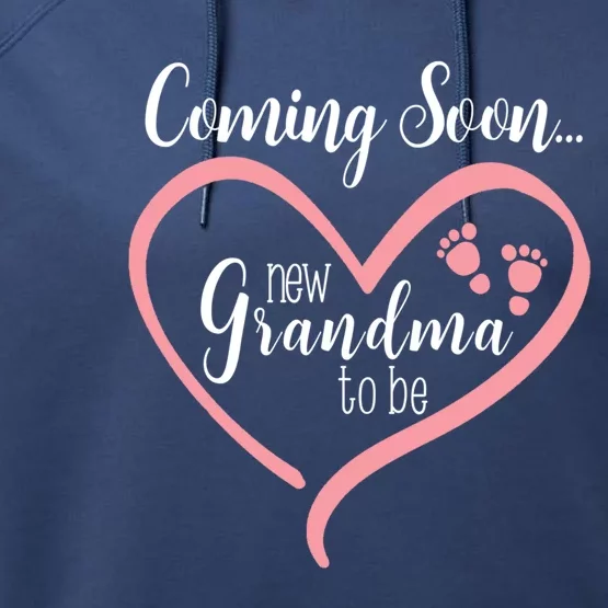 Coming Soon New Grandma To Be Gift Performance Fleece Hoodie