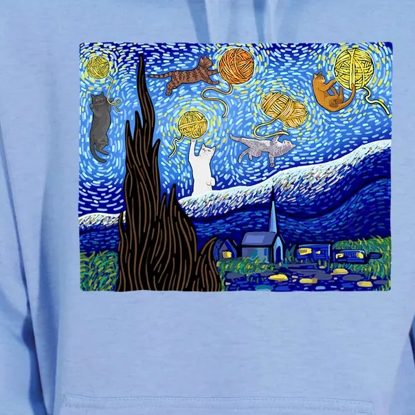 Cat, Starry Night Cat, Womens Cat, Van Gogh Cat Unisex Surf Hoodie