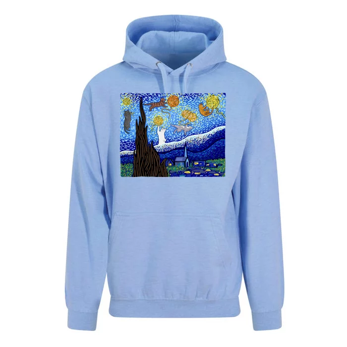 Cat, Starry Night Cat, Womens Cat, Van Gogh Cat Unisex Surf Hoodie