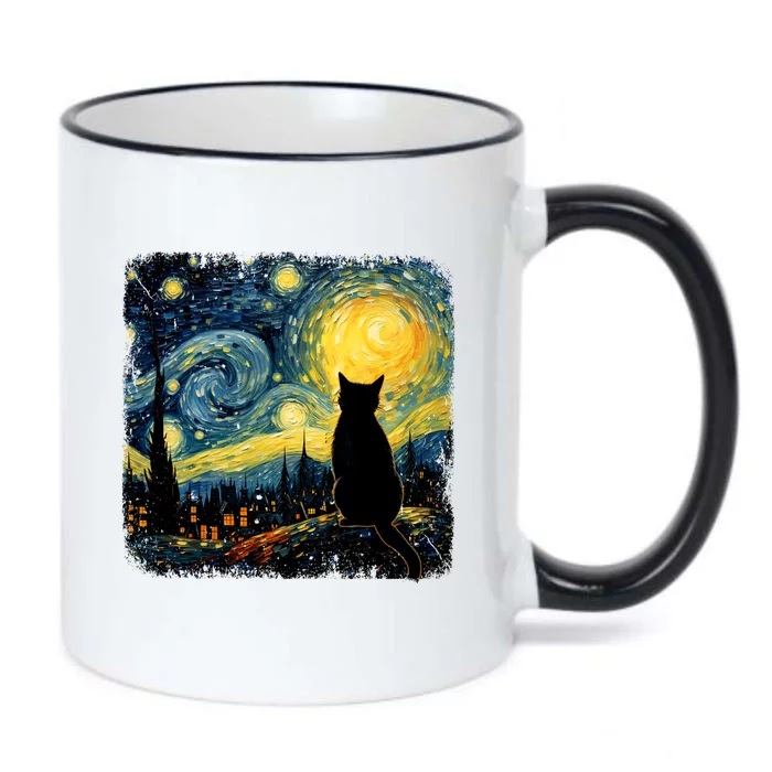 Cat Starry Night Van Gogh Cat For Cat Lover Cat Mom Cat Dad Black Color Changing Mug