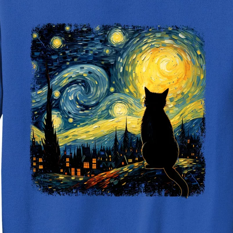 Cat Starry Night Van Gogh Cat For Cat Lover Cat Mom Cat Dad Tall Sweatshirt