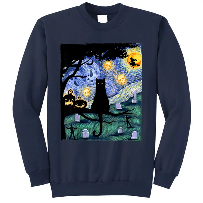 Cat , Scary Night Cat Tee, Van Gogh Gift, Halloween Sweatshirt