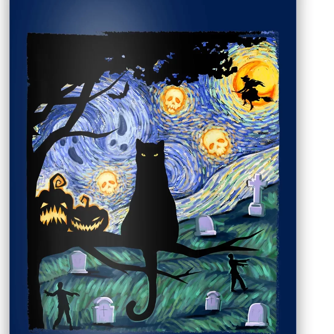 Cat Scary Night Cat Tee Van Gogh Gift Halloween Poster