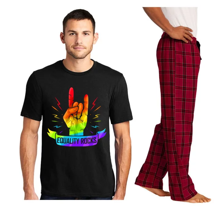 Colorful Sign Of The Horns Hand Lgbtq Equality Rocks Cool Gift Pajama Set