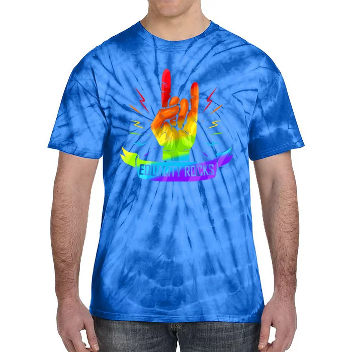 Colorful Sign Of The Horns Hand Lgbtq Equality Rocks Cool Gift Tie-Dye T-Shirt