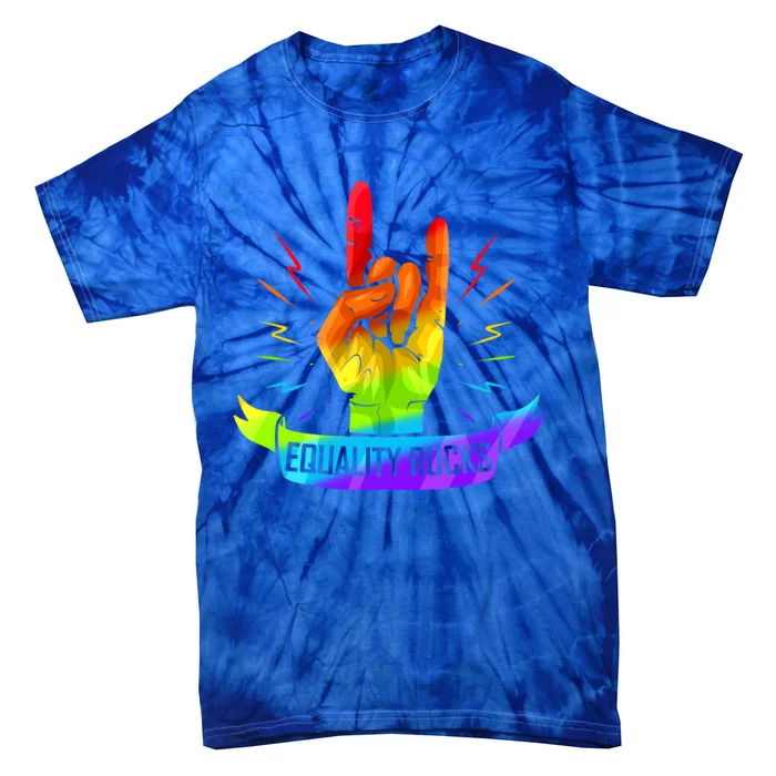 Colorful Sign Of The Horns Hand Lgbtq Equality Rocks Cool Gift Tie-Dye T-Shirt