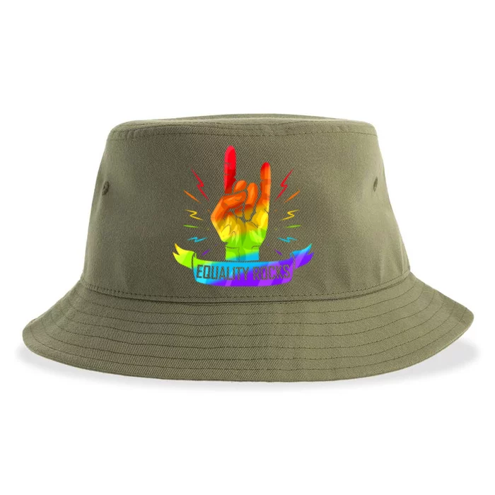 Colorful Sign Of The Horns Hand Lgbtq Equality Rocks Cool Gift Sustainable Bucket Hat