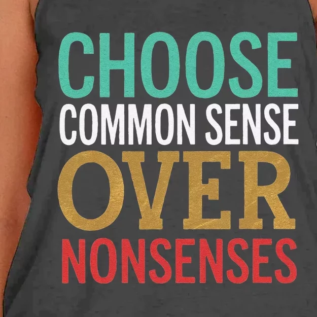 Common Sense Over Nonsense Women's Knotted Racerback Tank