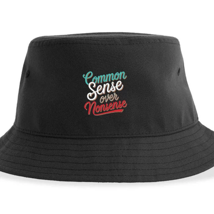 Common Sense Over Nonsense Retro Sustainable Bucket Hat