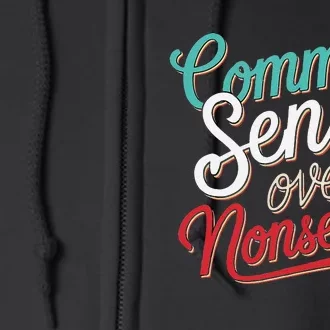 Common Sense Over Nonsense Retro Full Zip Hoodie