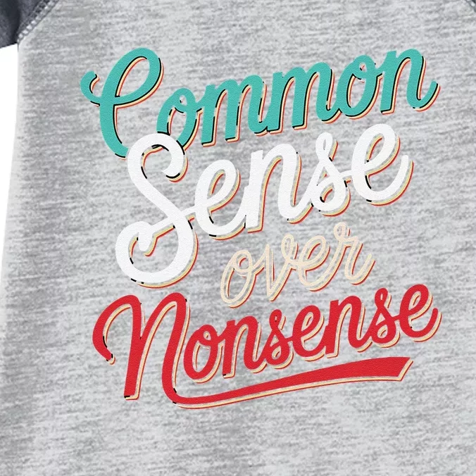 Common Sense Over Nonsense Retro Infant Baby Jersey Bodysuit