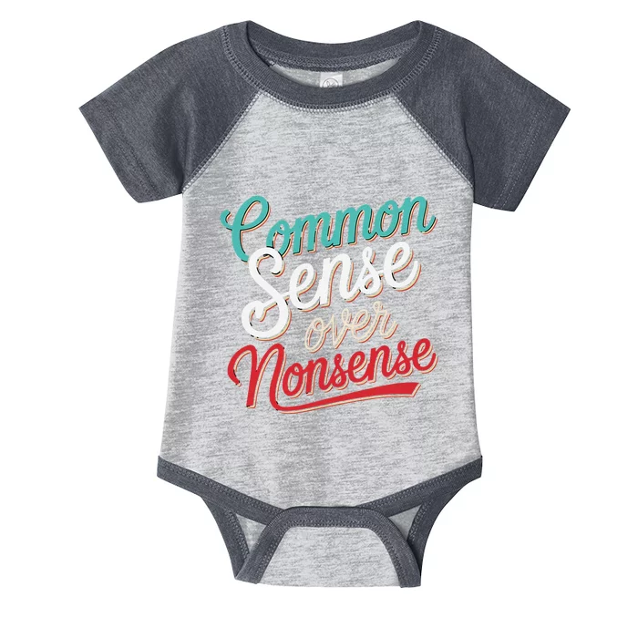 Common Sense Over Nonsense Retro Infant Baby Jersey Bodysuit