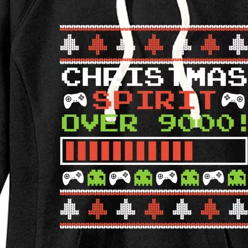 Christmas Spirt Over 9000 Video Gamers Gamer Christmas Gift Women's Fleece Hoodie